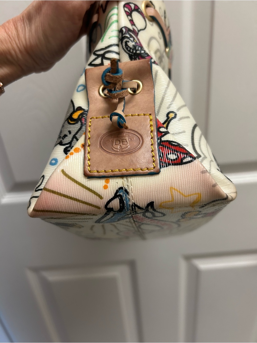 Dooney & Bourke White Disney Sketch Satchel with Multicolor Accents - Picture 5 of 9